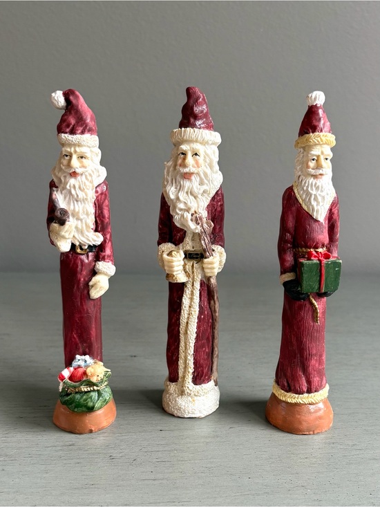 Other - VTG Classic Pencil Santa Figurine Display -Christmas Holiday Home Decor Set of 3
